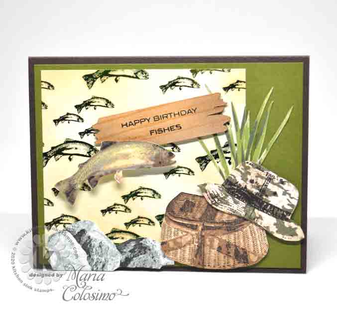 Trout Fishing Fish Multi Step clear layered stamps