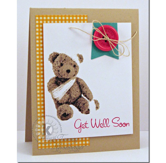 Little Bear With Flower Get Well Card